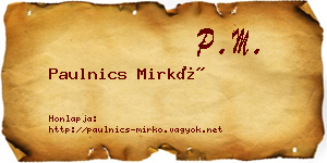Paulnics Mirkó névjegykártya